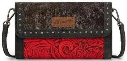 Wrangler Genuine Cowhide Wallet/Wristlet/Crossbody Bag - Red