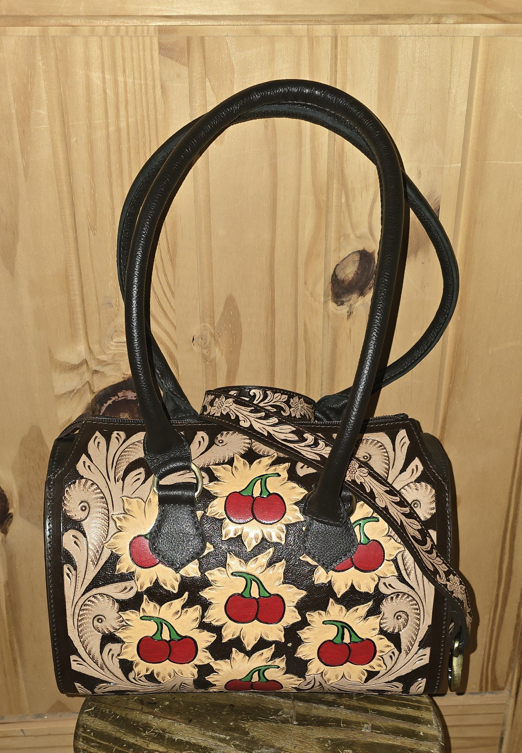 Leather Speedy Purse Cherry