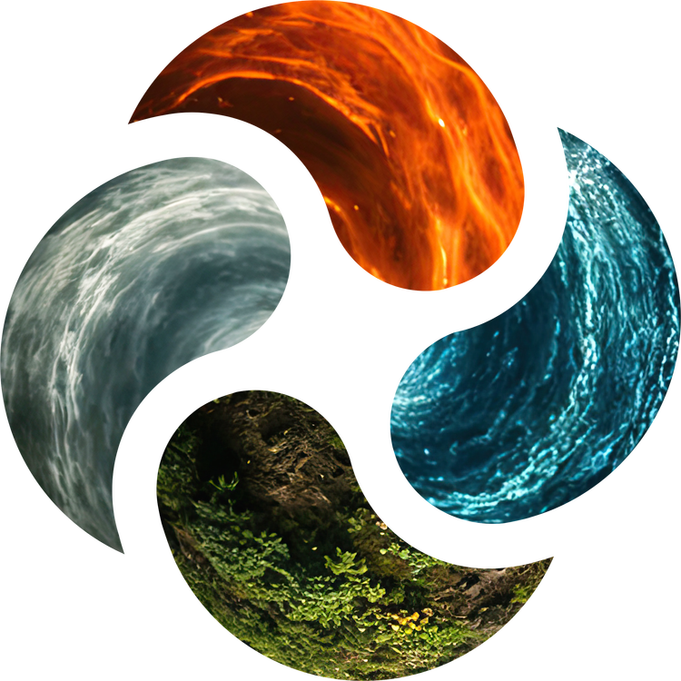 Fire, air, earth and water