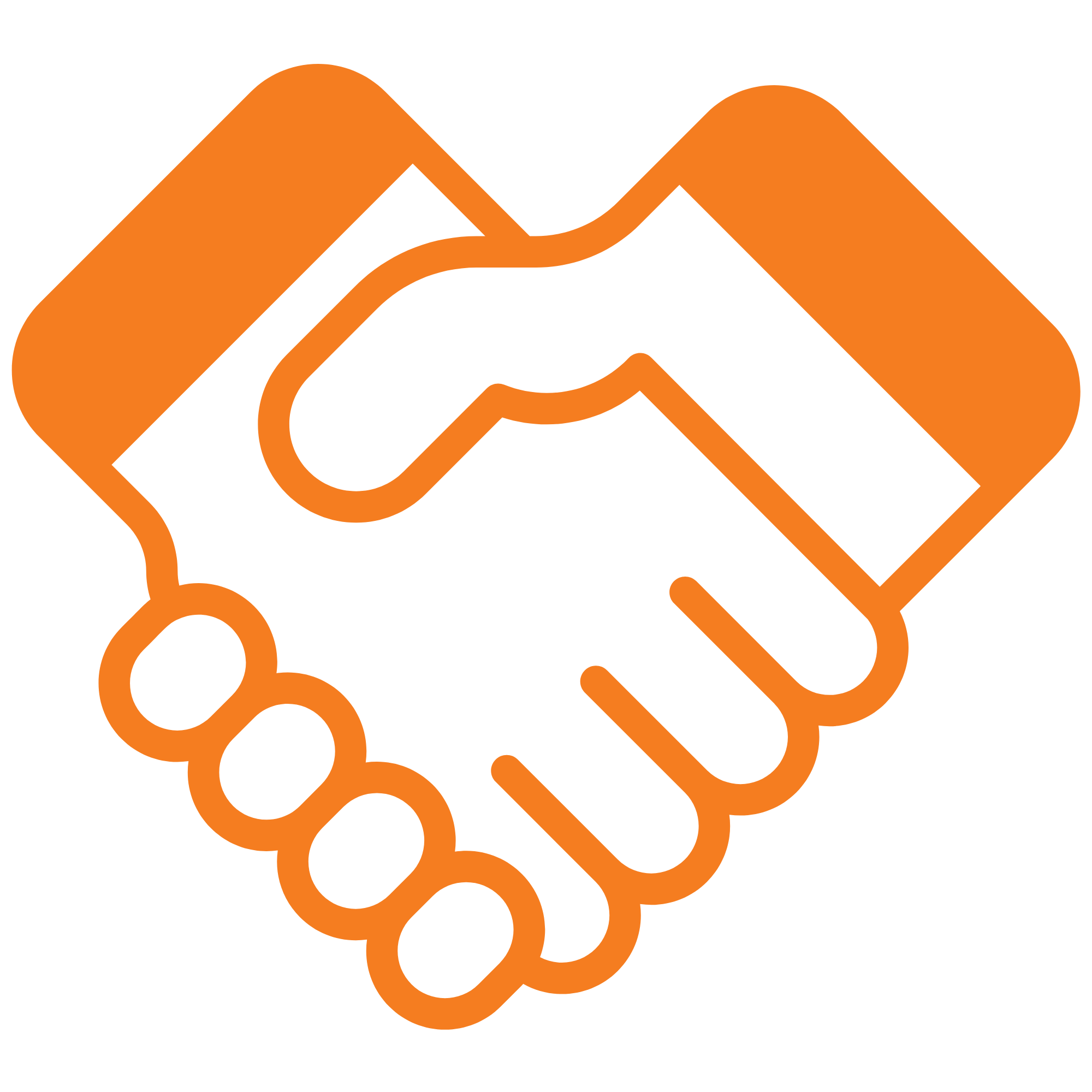 An orange construction sign with a black silhouette of a hand holding a wrench.
