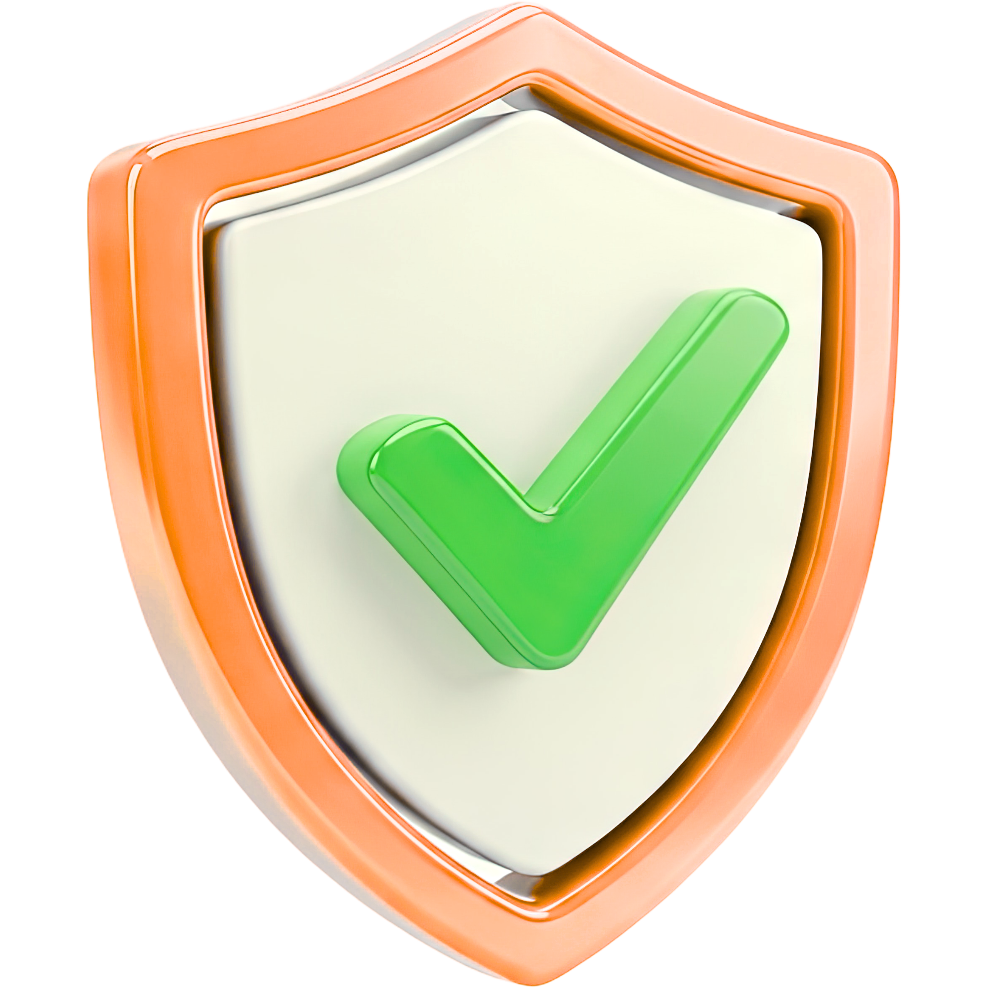 Close-up of a modern device with a white face and orange border, showing a green checkmark on its screen.