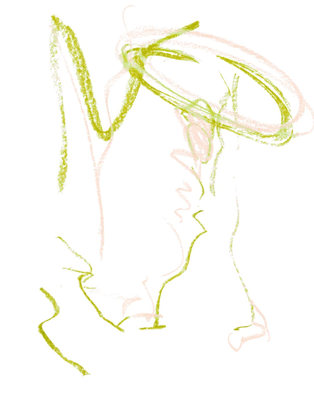 Line drawing of a woman taking a selfie with her phone, holding it in front of her face, and standing in profile. She has long hair, and is wearing a sleeveless top.