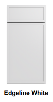 A white cabinet door labeled 'Edgeline White'.