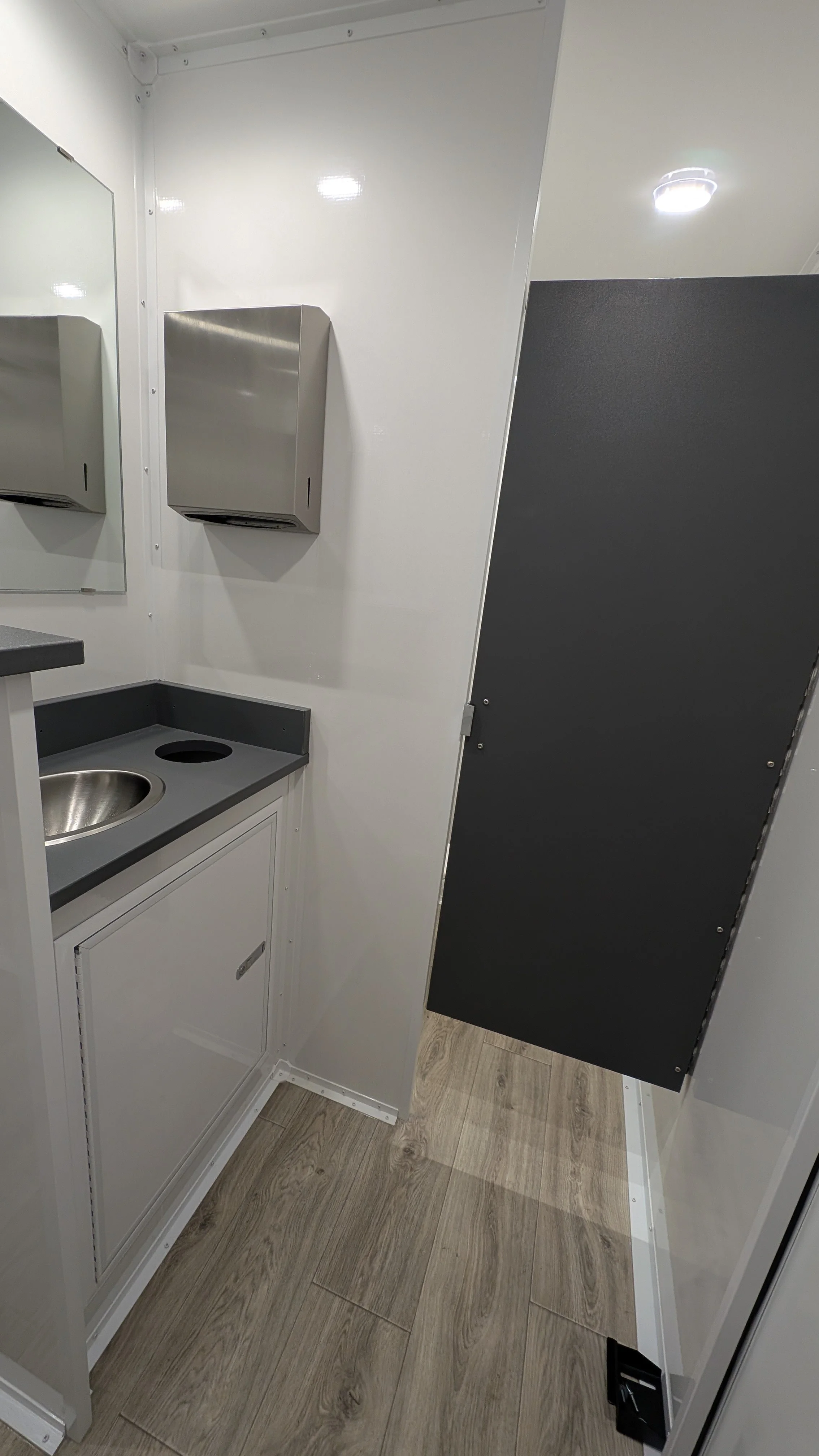 Spacious vanity and stall