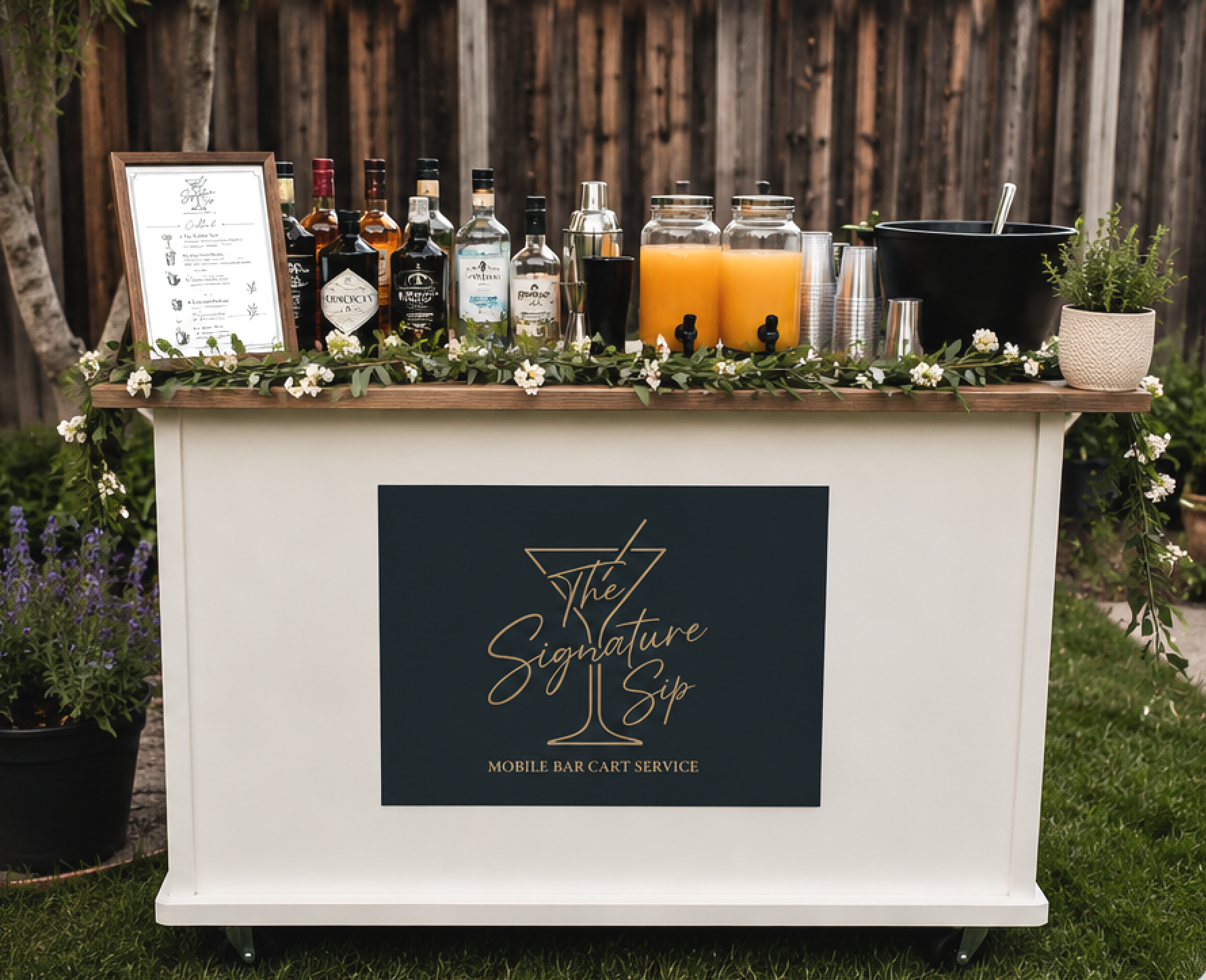 Luxury mobile bar cart service in the San Francisco Bay Area. Bespoke cocktails for weddings, corporate events & private parties. TIPS certified & fully insured.