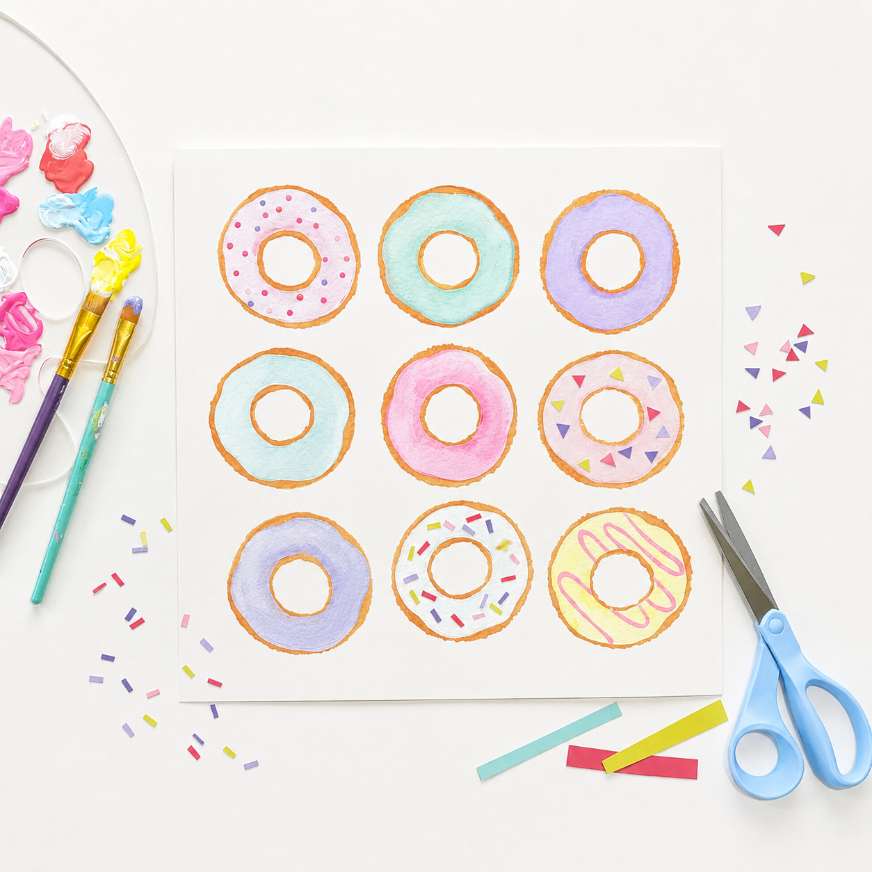Kids' watercolor animal paintings at an Art House workshop