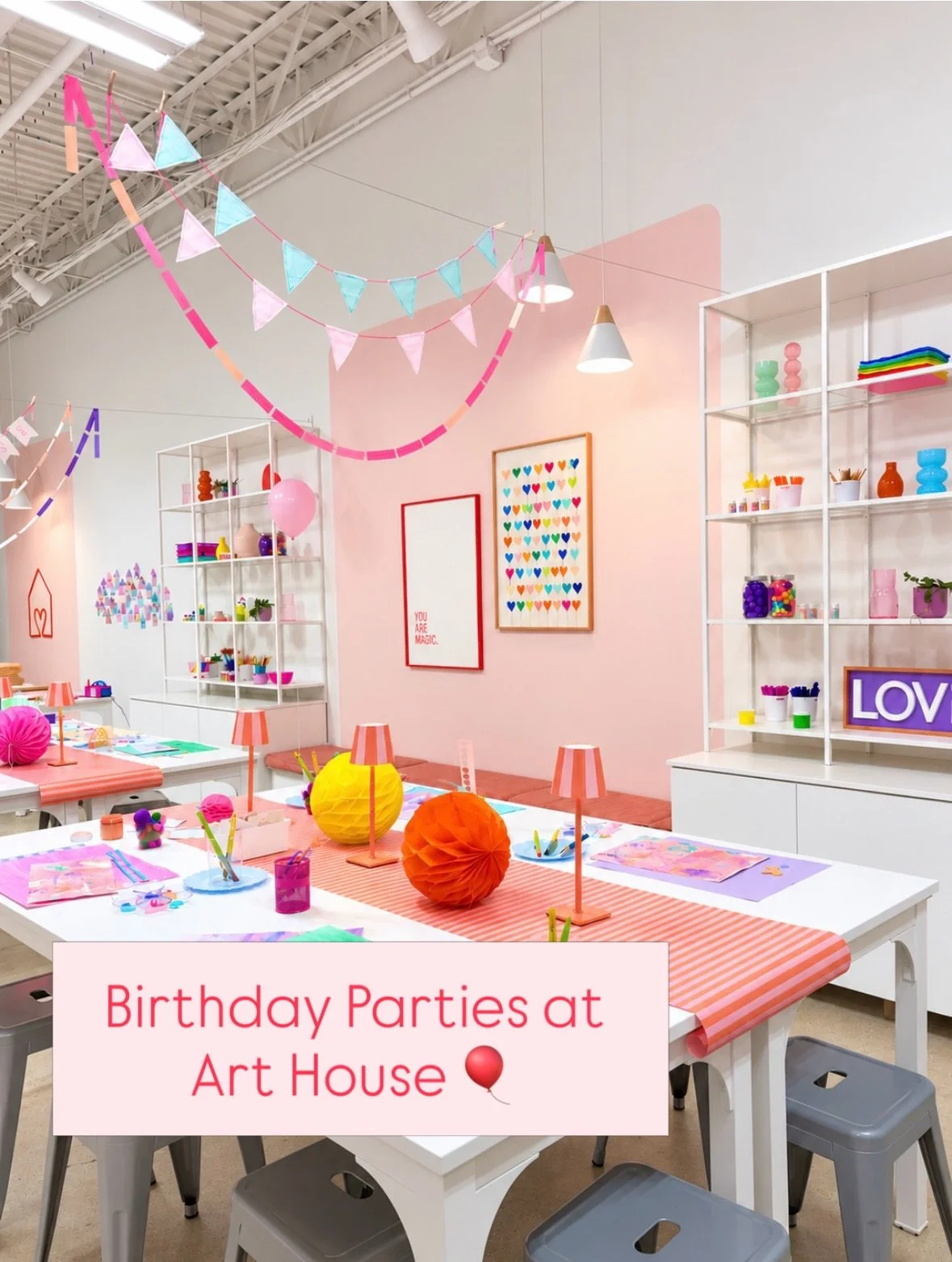 When you celebrate at Art House Boca, we handle every detail! From guided art projects that keep the kids engaged to balloons, delicious popcorn and pizza, and a studio space designed for creativity and fun. Best of all? When the party ends, you walk