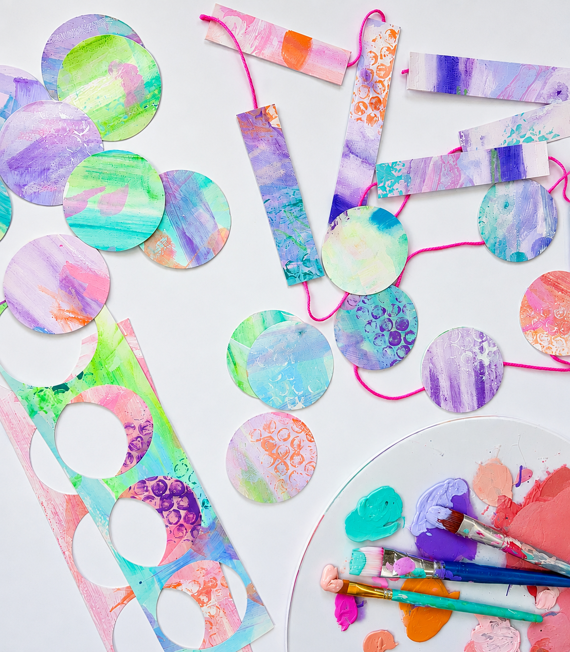 Hands-on painting materials at an Art House creative camp