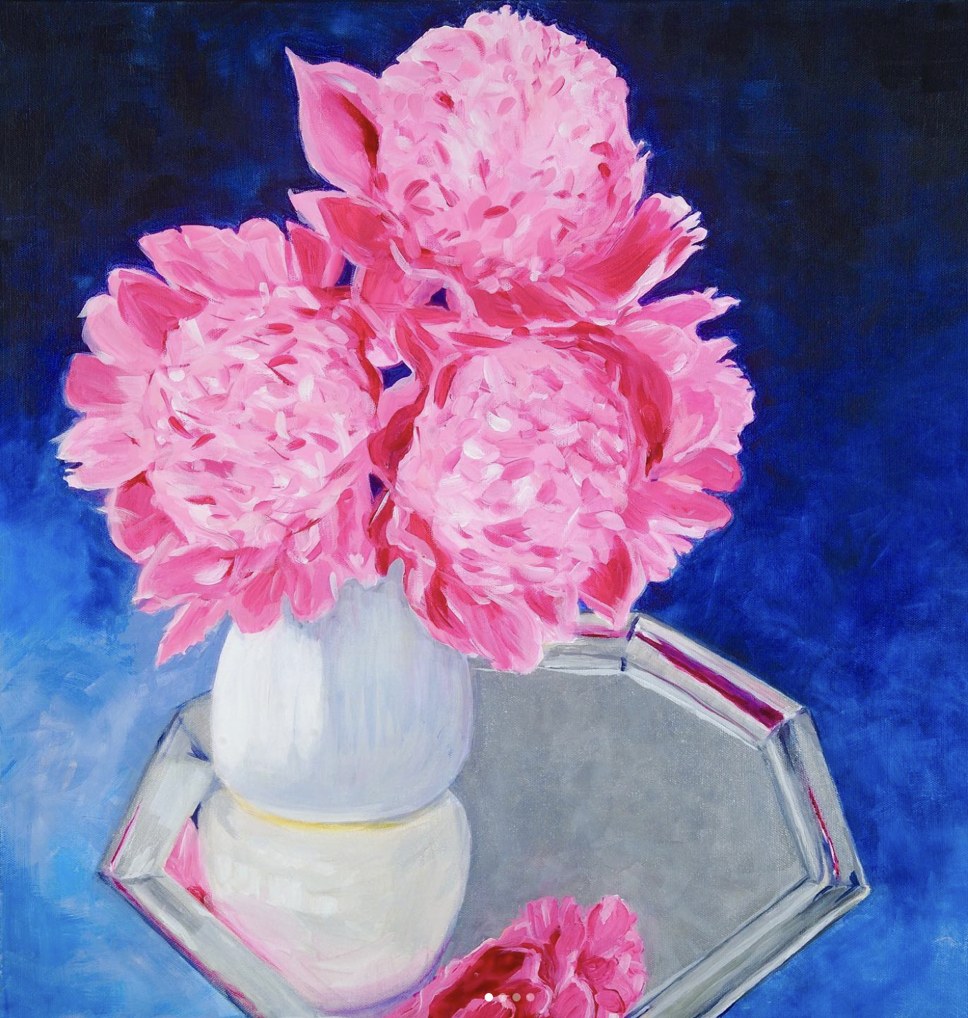 “My Peonies”
Acrylic on canvas
Every May my peonies bloom. What a gift!
