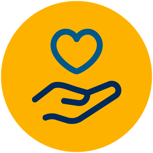 Icon of a hand holding a heart.