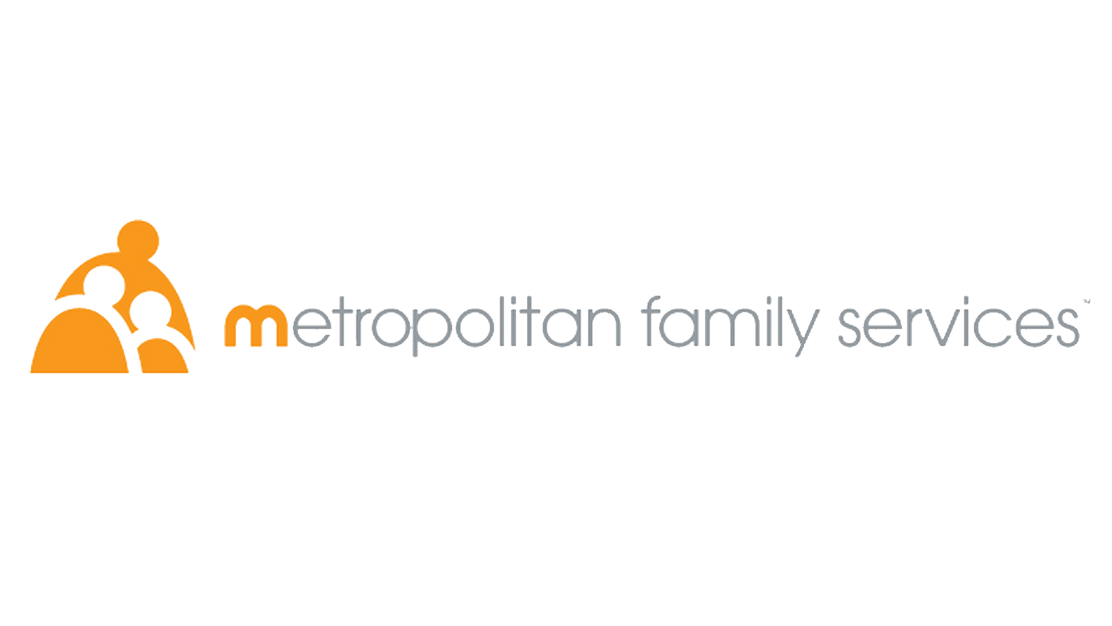 Logo of Metropolitan Family Services with stylized orange figures and gray text