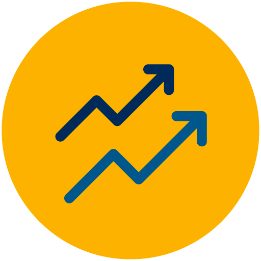 Icon of two upward-trending arrows.