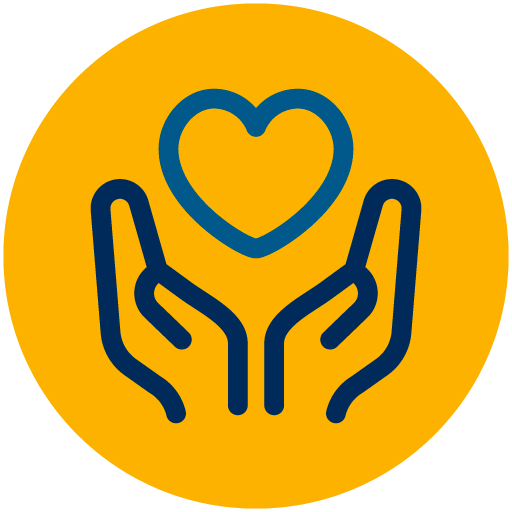 Icon of hands holding a heart.