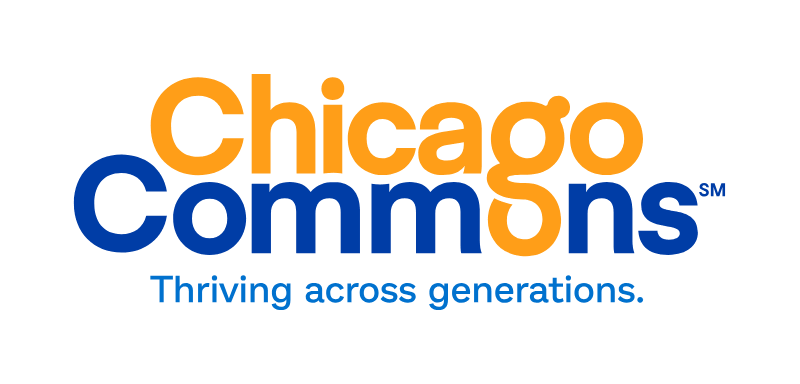 Logo of Chicago Commons with the slogan "Thriving across generations."