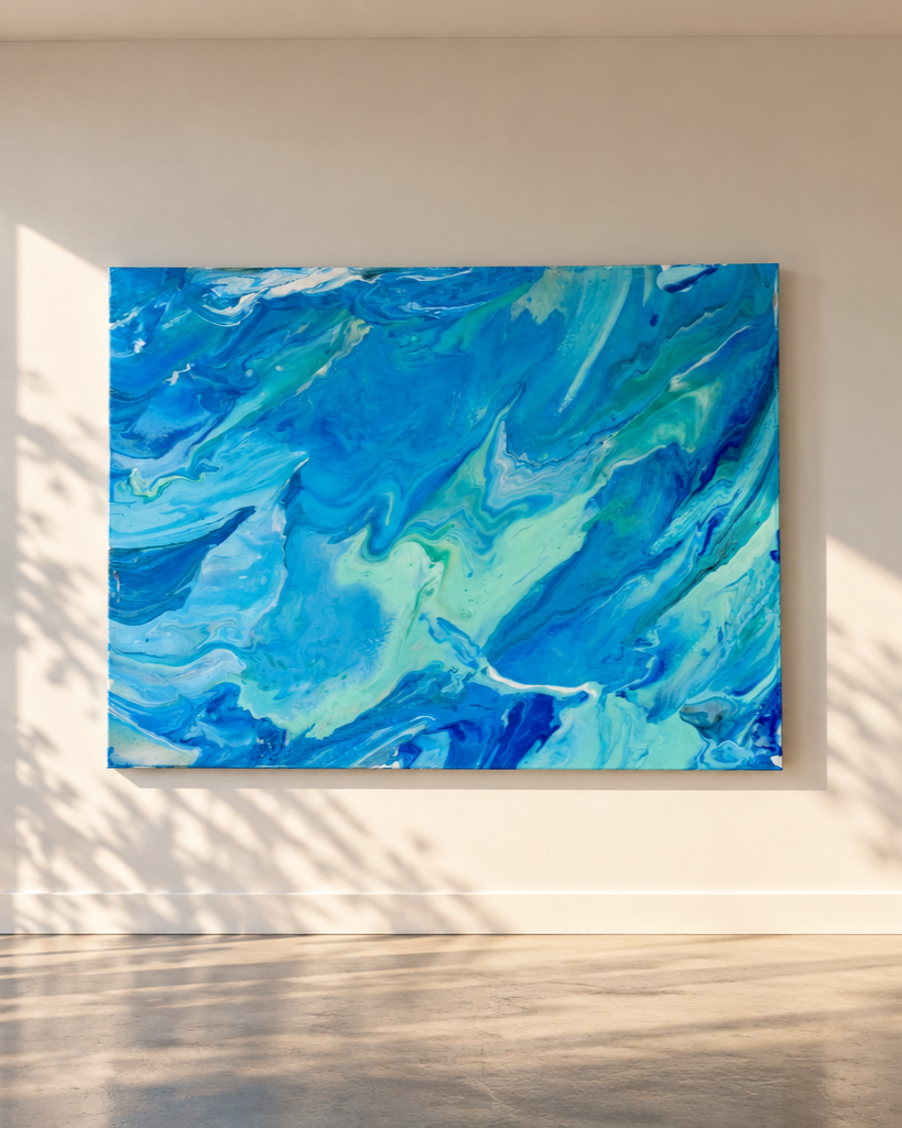 Has anyone told you how beautiful you are? |
acrylic and resin on canvas | matte resin finish | 36 × 72 in