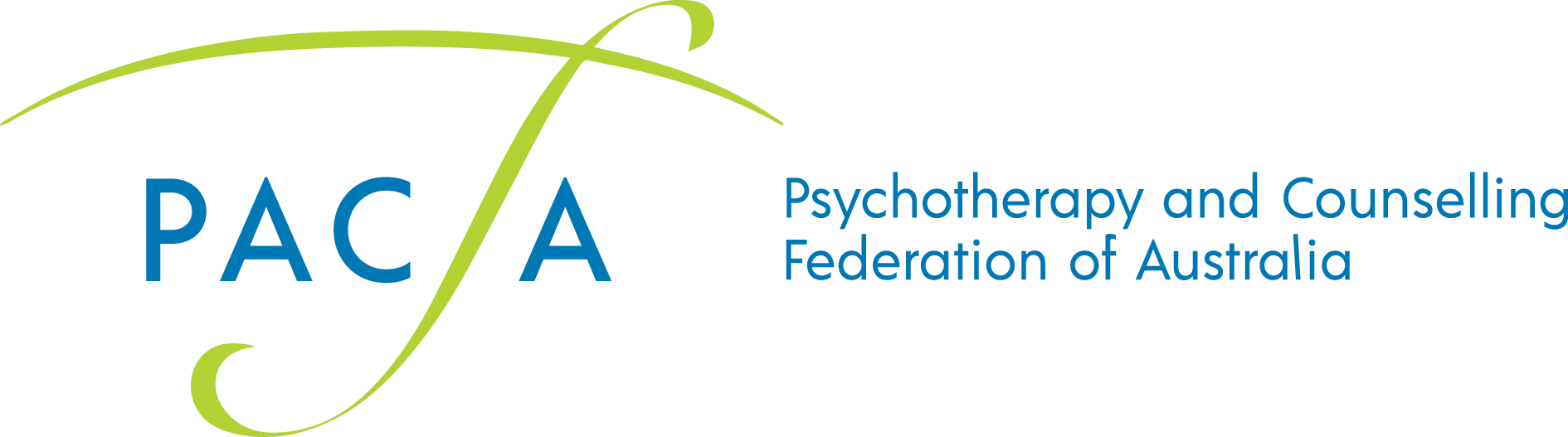 Logo of PACFA, Psychotherapy and Counselling Federation of Australia, with green and blue design elements.