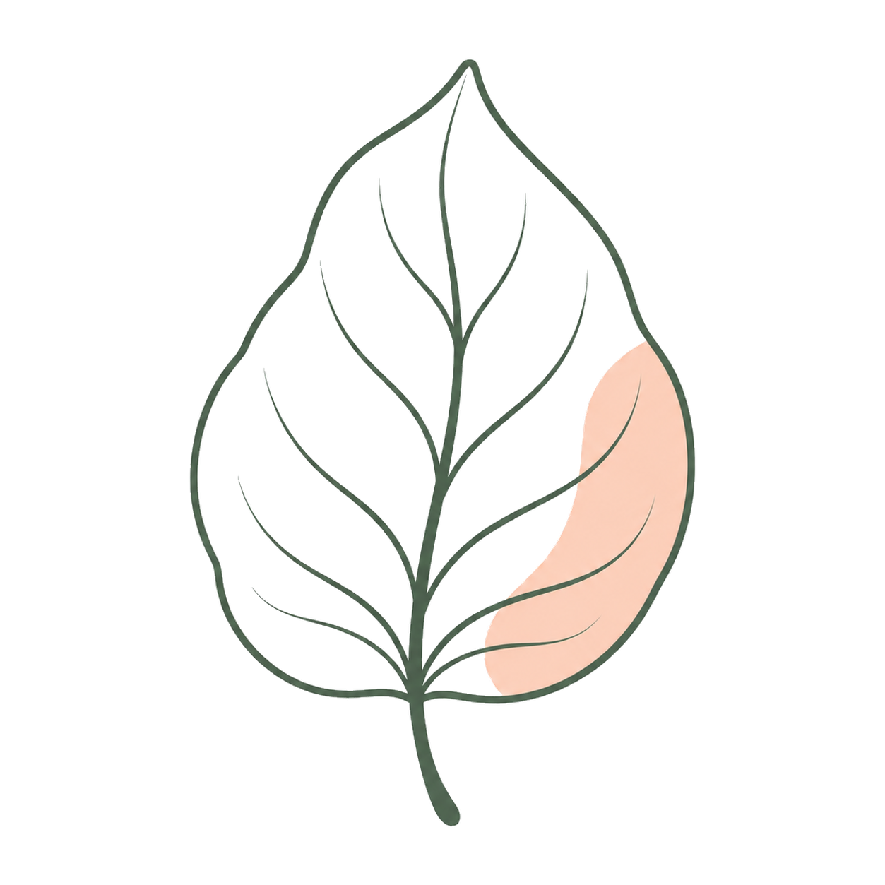 Diagram of a plant with labeled parts: leaf, flower, and stem, with an area shaded in peach representing the petal.