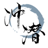 Stylized Asian calligraphy with a globe in the background