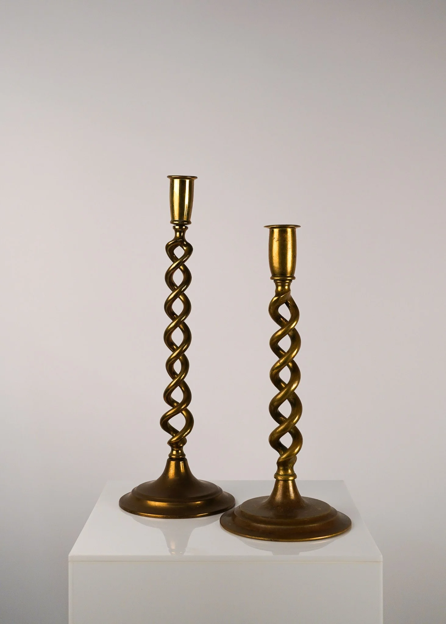 Vintage Brass Spiral Candlestick
