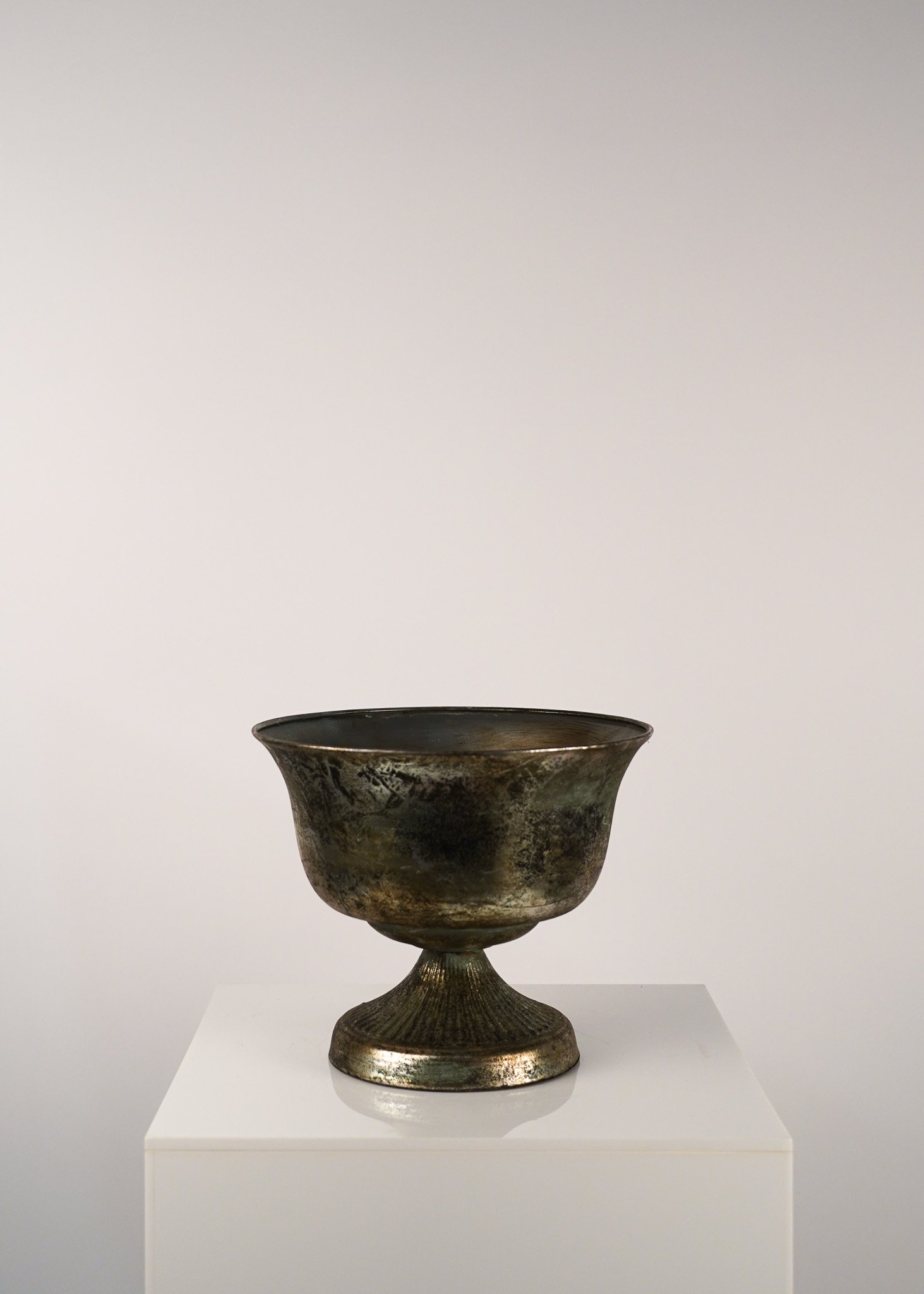 Aged Silver Compote Vase