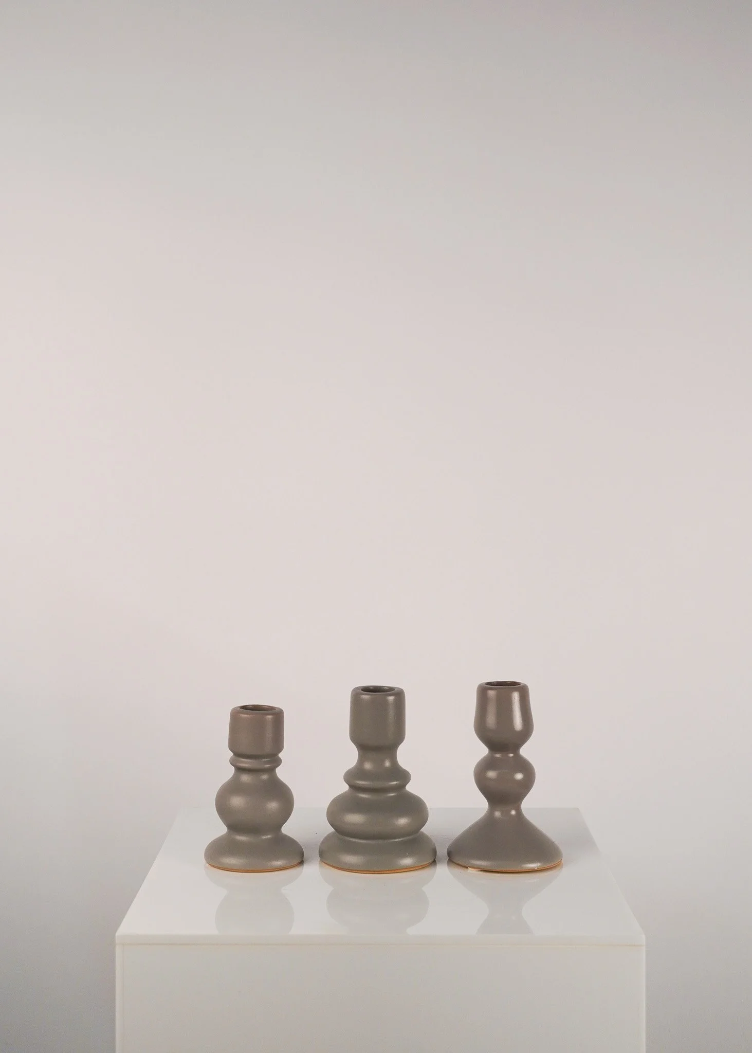 Matte Grey Porcelain Candle Holder