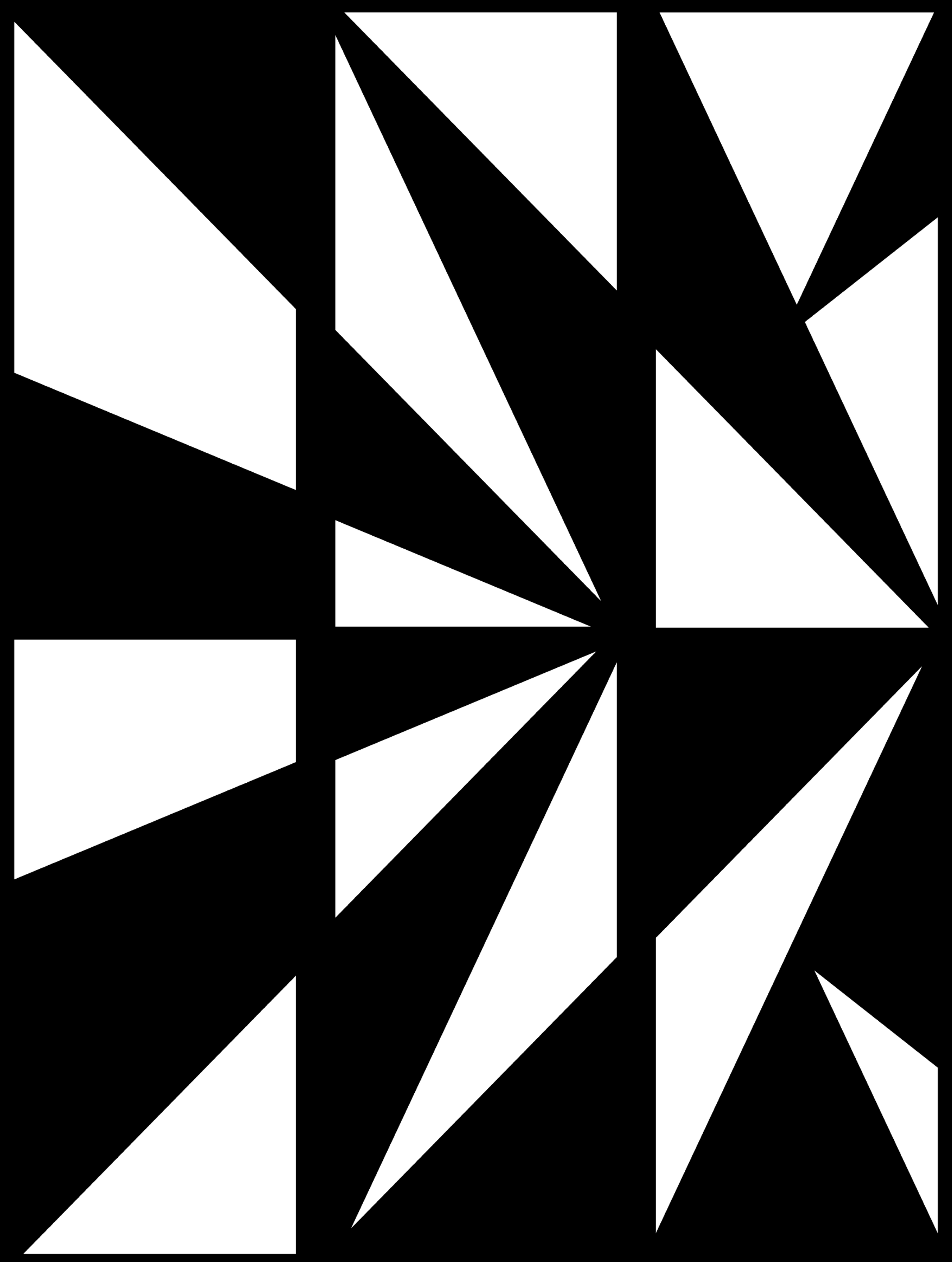 Black and white geometric abstract pattern with sharp triangles and irregular shapes creating a dynamic, striking visual effect.