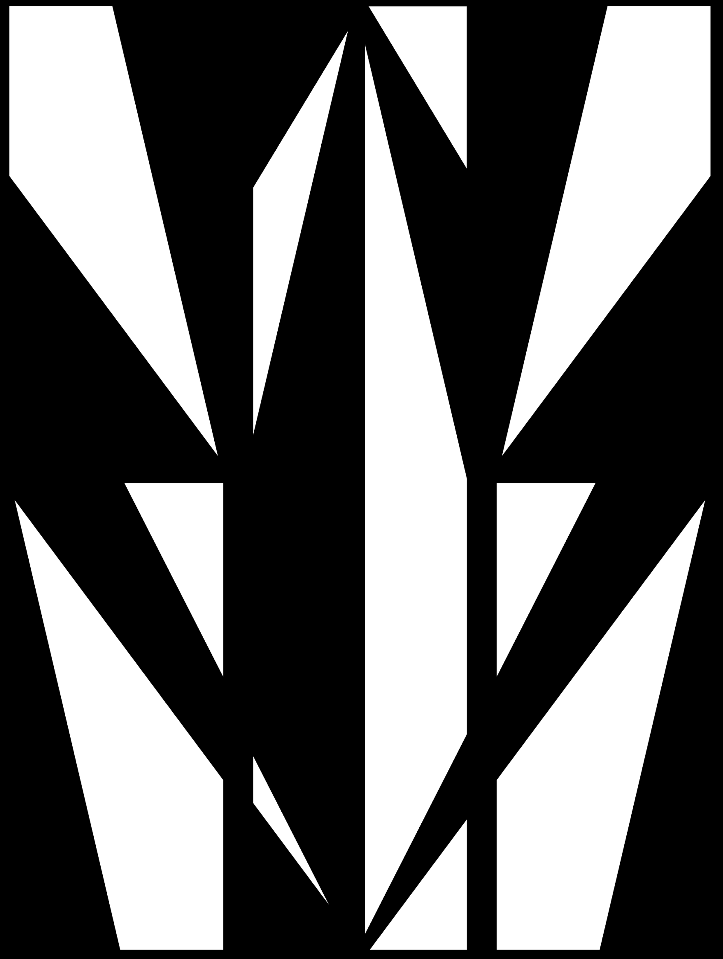 Black and white abstract geometric art with sharp angular shapes and symmetry.