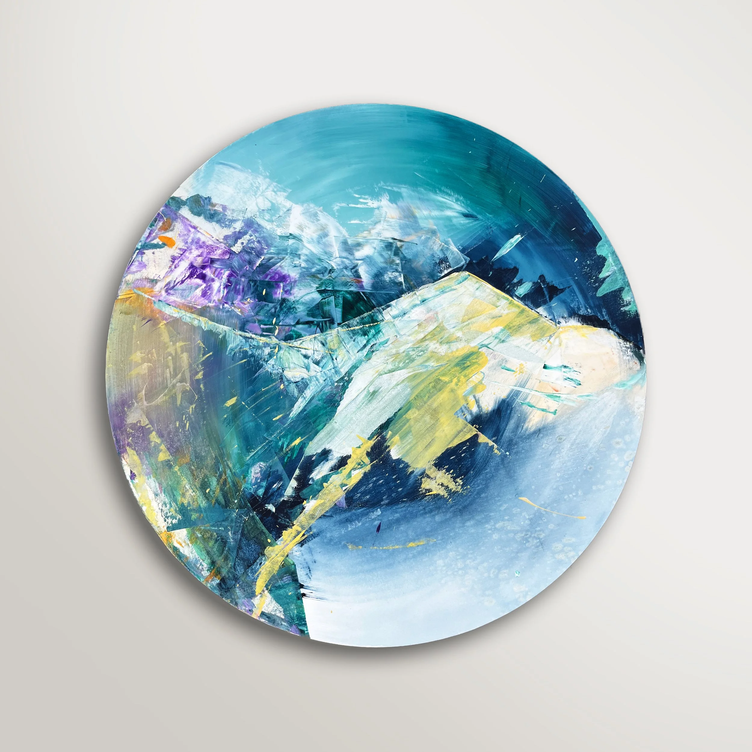 Vibrant Circular Abstract Acrylic Painting on Canvas