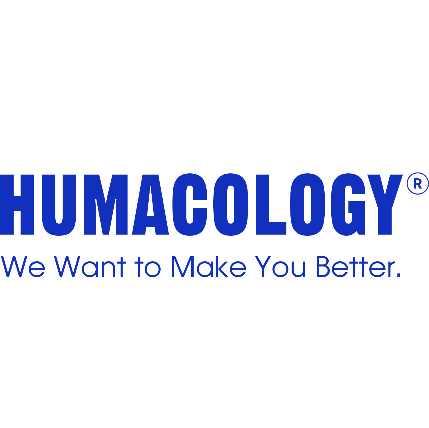 Logo for Humacology with the tagline 'We Want to Make You Better.'