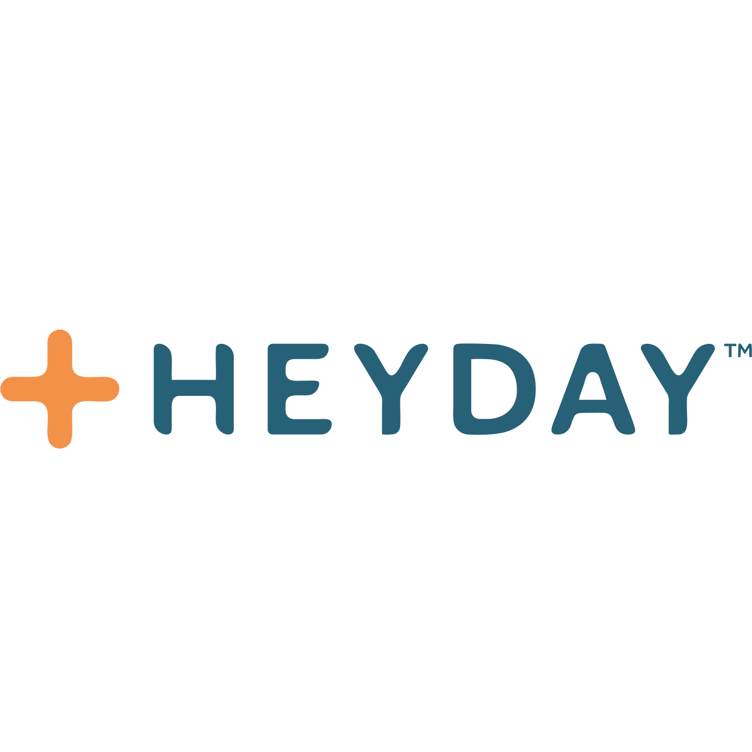 Heyday logo with orange plus sign and blue text 'Heyday'.