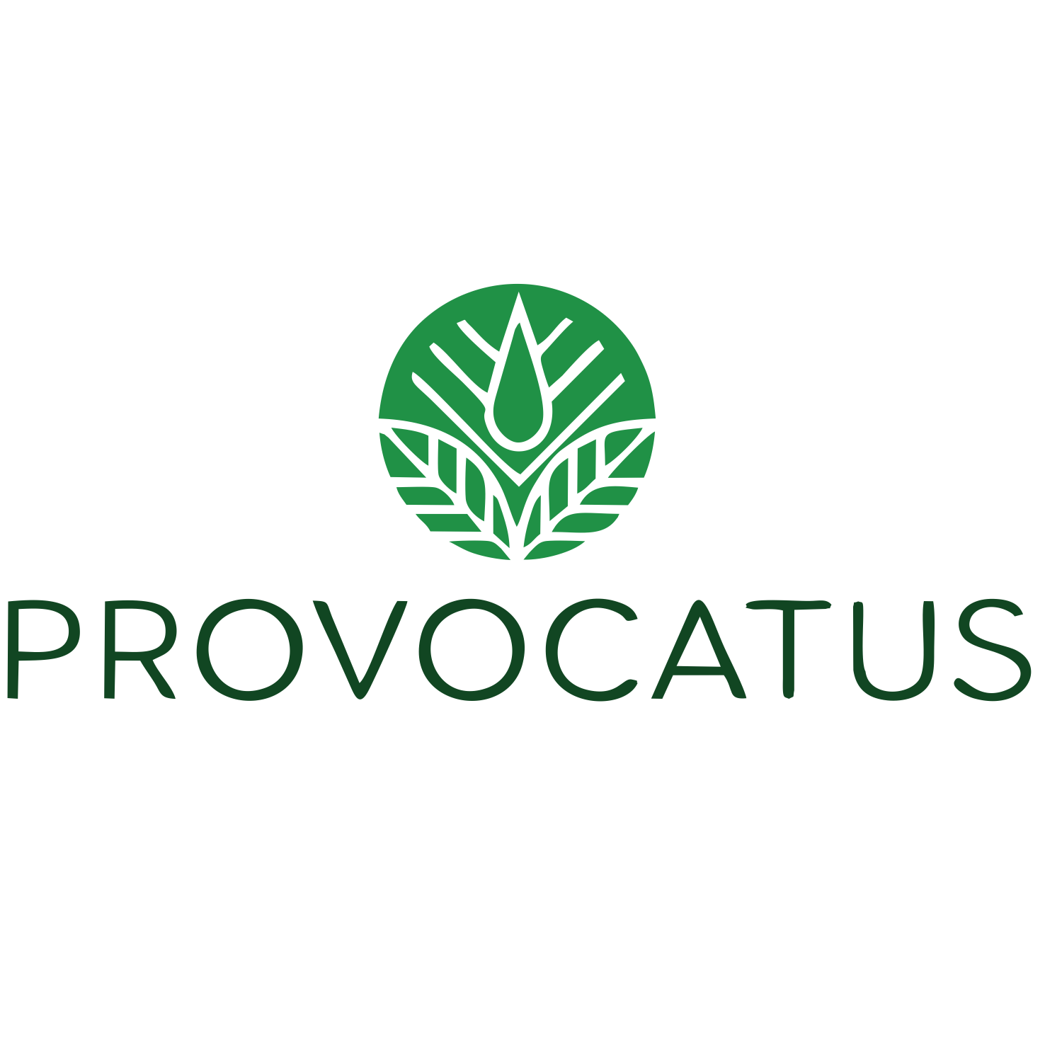 Provocatus logo featuring a green shield with a wheat and teardrop design above the word 'PROVOCATUS' in green uppercase letters.