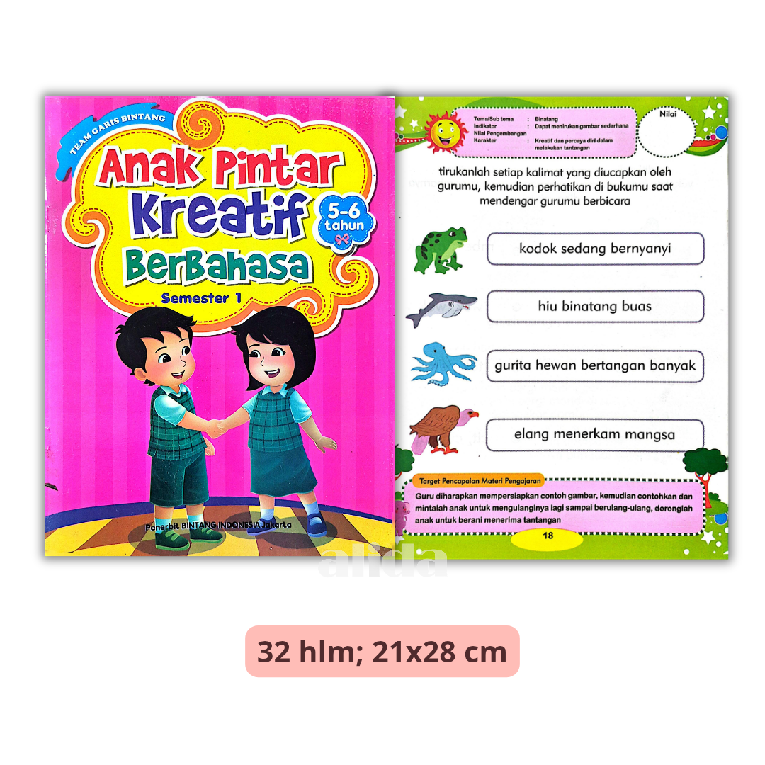 Buku Anak Pintar Kreatif Berbahasa 5-6 Tahun - Bintang Indonesia