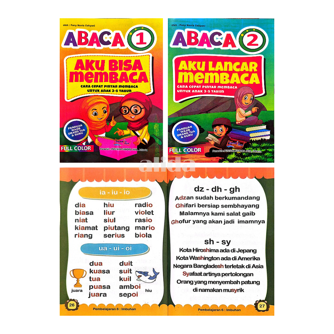 [2 Buku] Buku Seri ABACA  Aku Bisa Membaca 1 2 - Pustaka Sandro Jaya