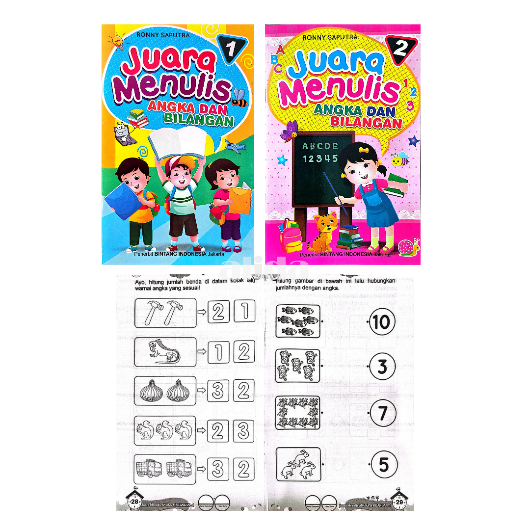 [2 Buku] Buku Juara Menulis Angka Dan Bilangan 1 2 - Bintang Indonesia