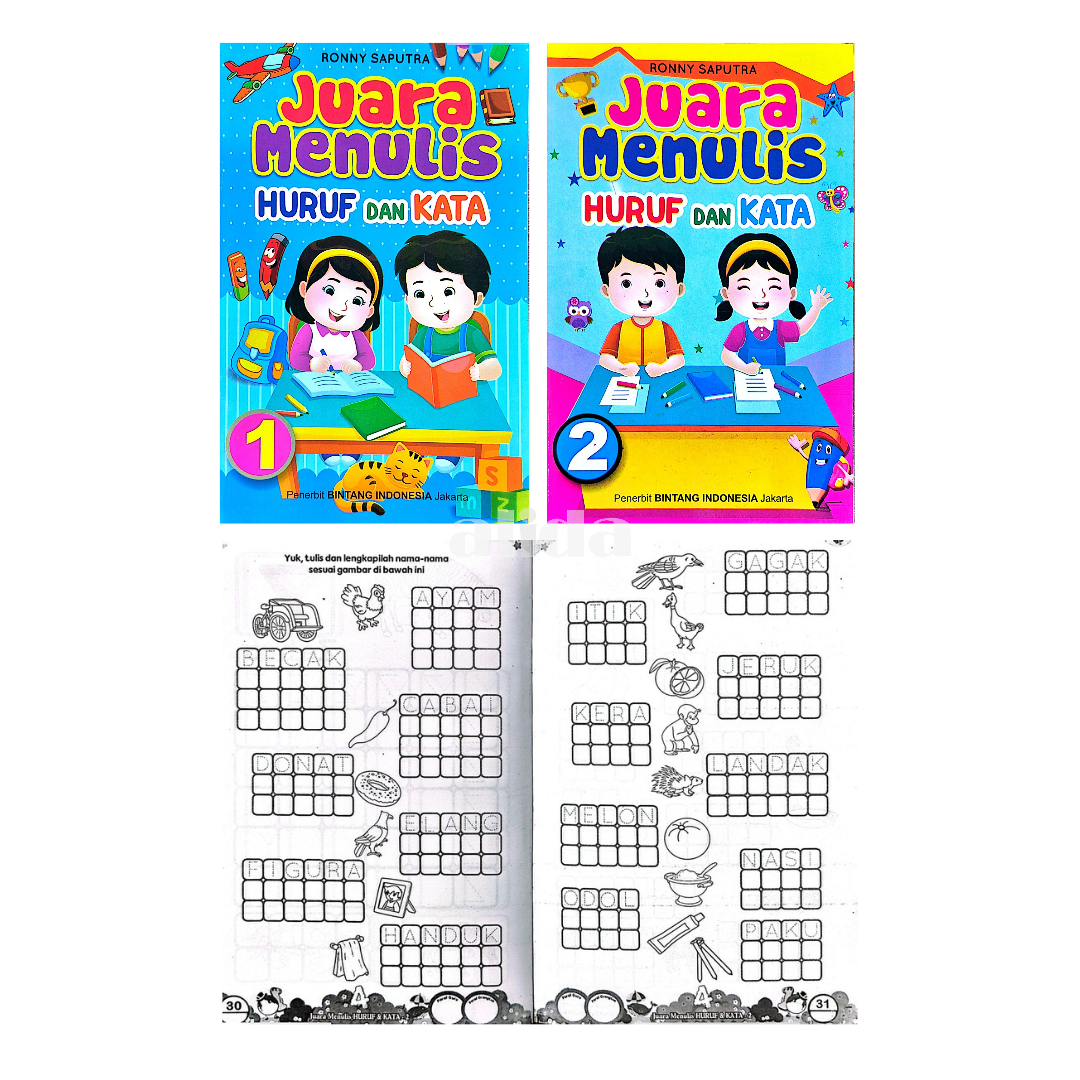 [2 Buku] Buku Juara Menulis Huruf Dan Kata -  Bintang Indonesia