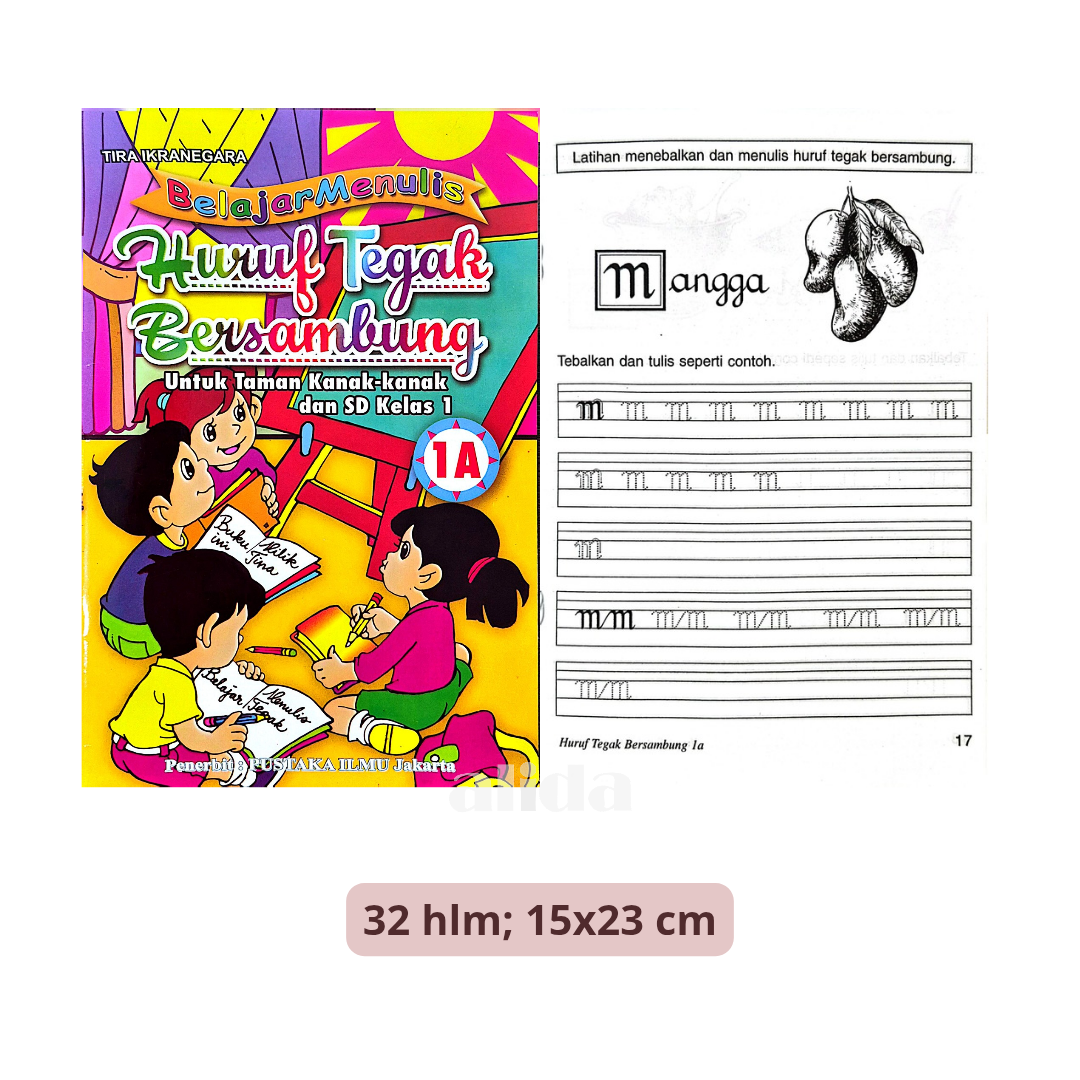 [2 Buku] Buku Belajar Menulis Hururf Tegak Bersambung 1A 1B - Pustaka Sandro Jaya