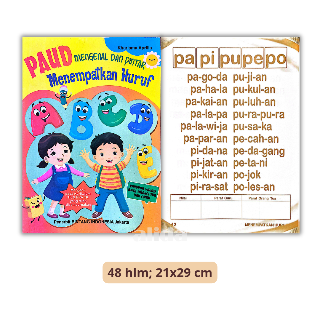 Buku PAUD Pintar Mengenal dan Menempatkan Huruf - Bintang Indonesia