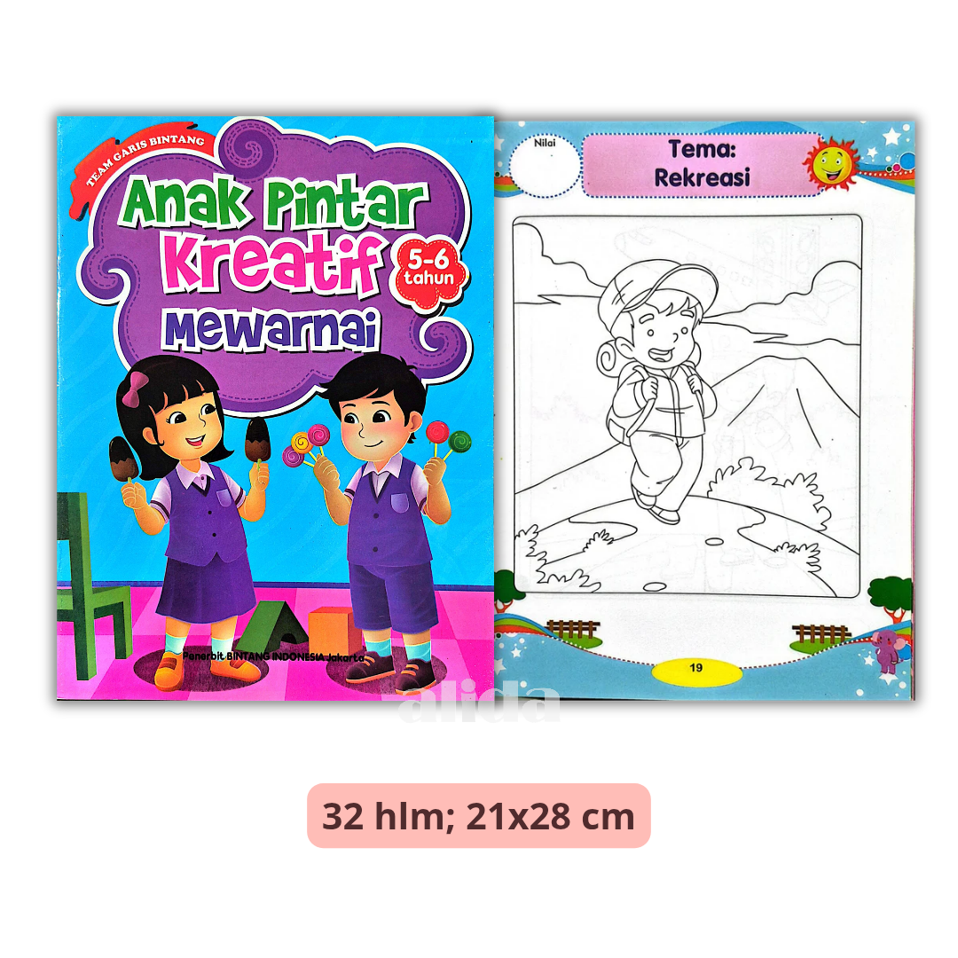 Buku Anak Pintar Kreatif Mewarnai 5-6 Tahun - Bintang Indonesia