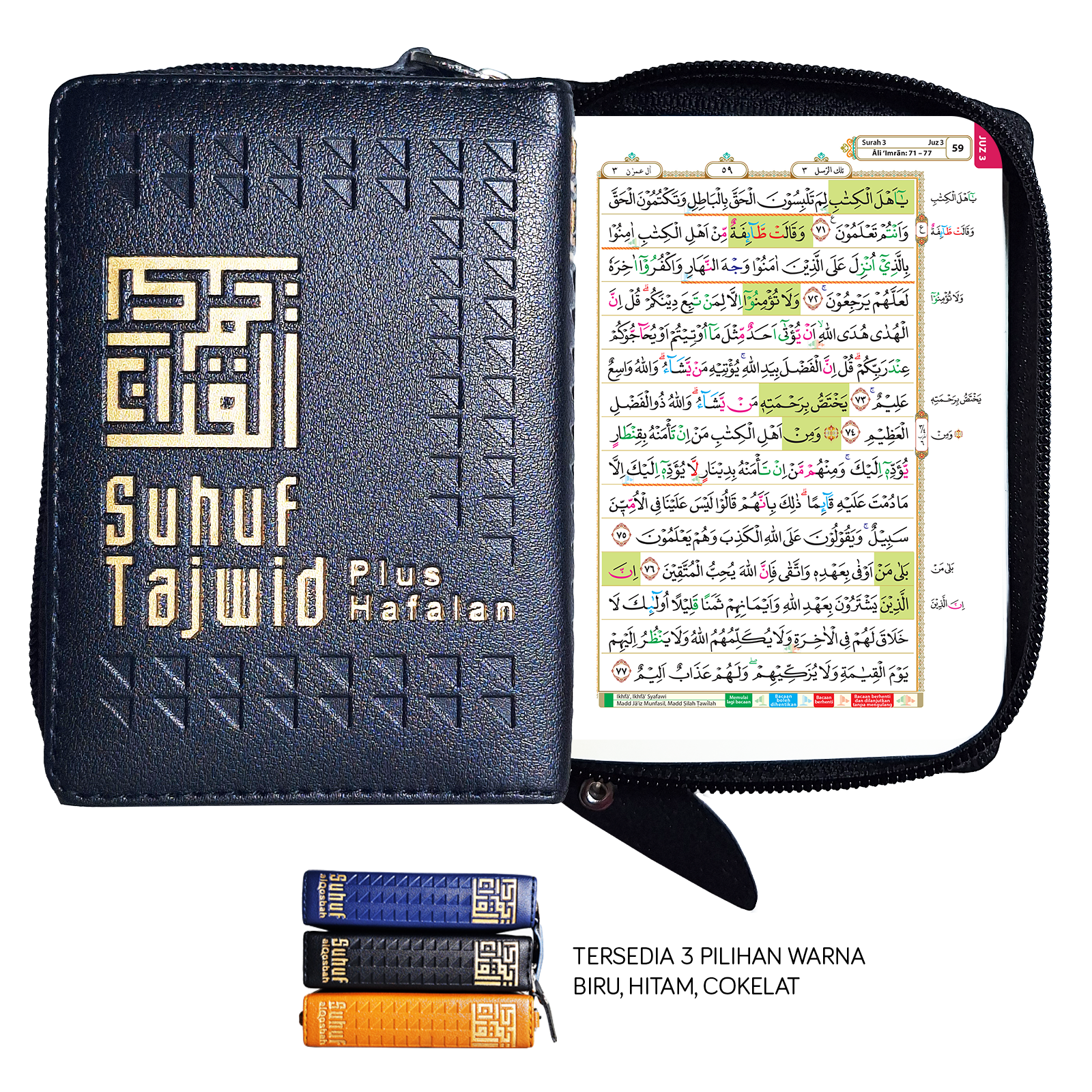 [Ukuran A7] Al-Quran SUHUF Tajwid Plus Hafalan Waqaf dan Ibtida Alquran Santri Utsmani Saku Resleting