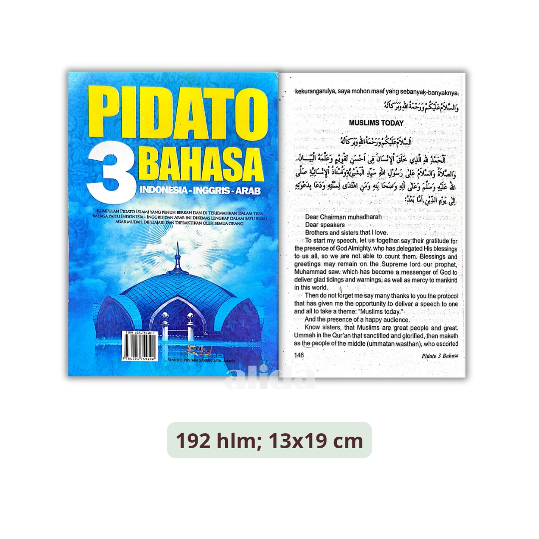 Buku Pidato 3 Bahasa Indonesia - Inggris - Arab - Pustaka Sandro Jaya