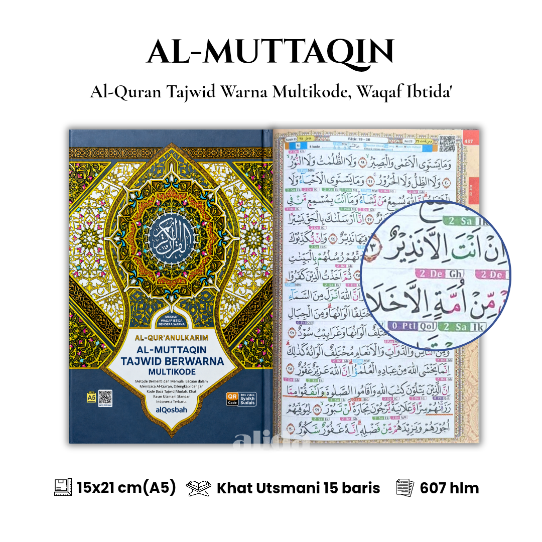[Ukuran A5] Al-Quran AL-MUTTAQIN Tajwid Multikode Waqaf Ibtida Alquran Utsmani Almuttaqin Alqosbah