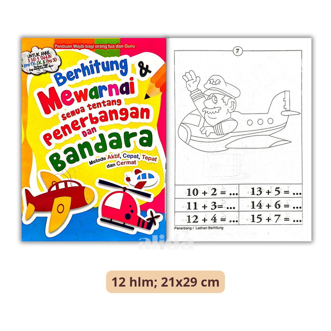 Buku Berhitung & Mewarnai Semua Tentang Penerbangan dan Bandara - Pustaka Sandro Jaya
