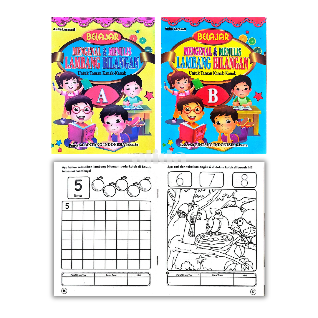 [2 Buku] Buku Belajar Mengenal & Menulis Lambang Bilangan A B - Bintang Indonesia
