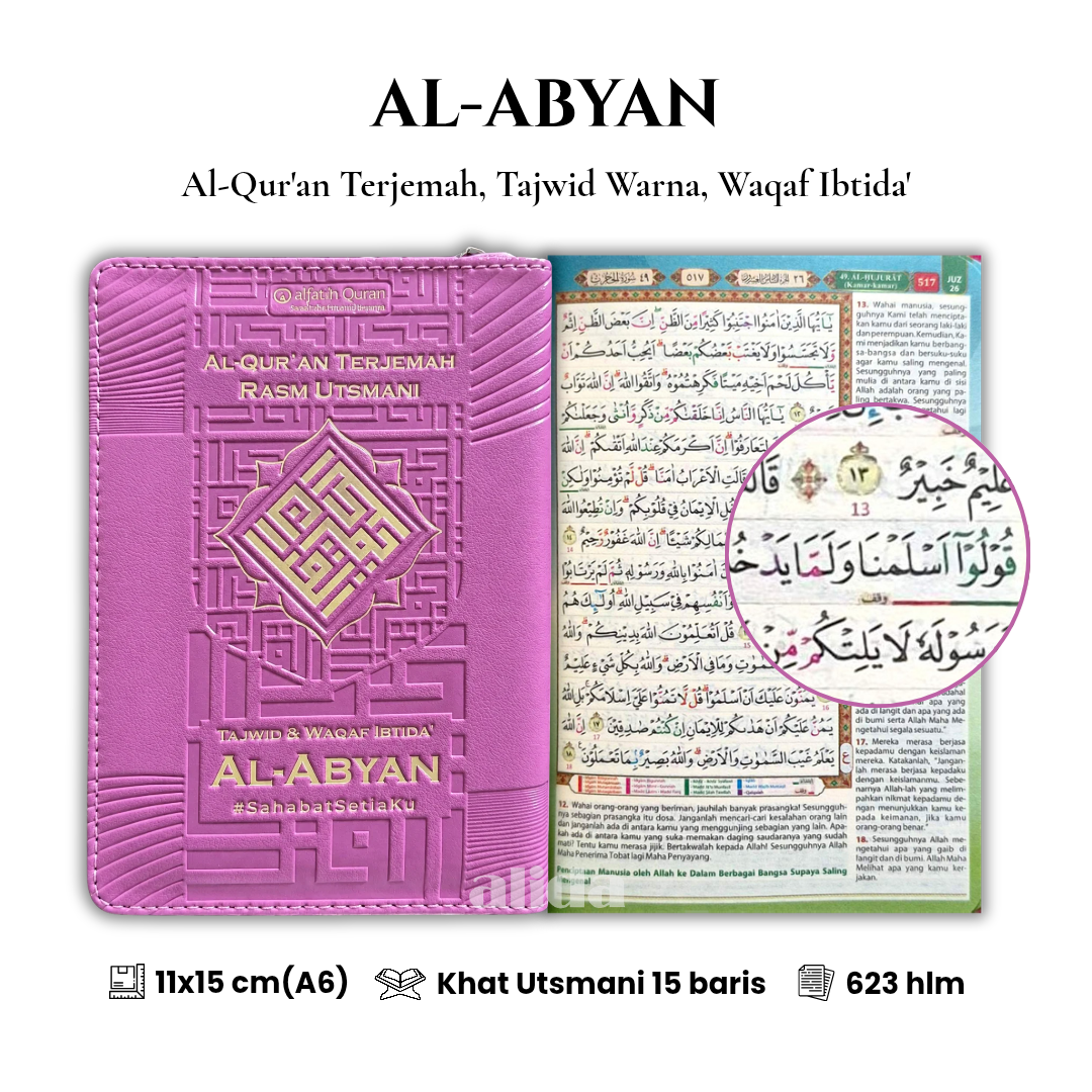 [Ukuran A6] Al-Quran AL-ABYAN Terjemah Tajwid Warna Waqaf Ibtida Alquran Terjemahan Alabyan Alfatih Quran