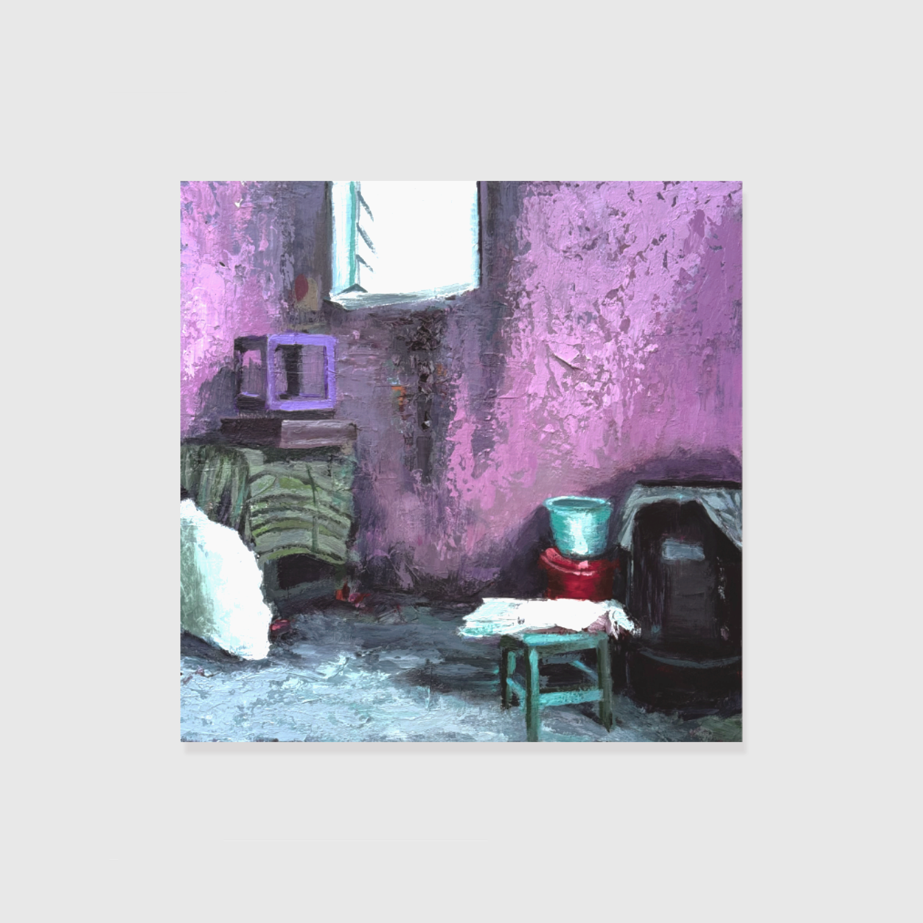 Rosa Trost (Rose Comfort), 2026. Oil on HDF board — 60 x 60 cm / 24 x 24 in © Carola Dewor