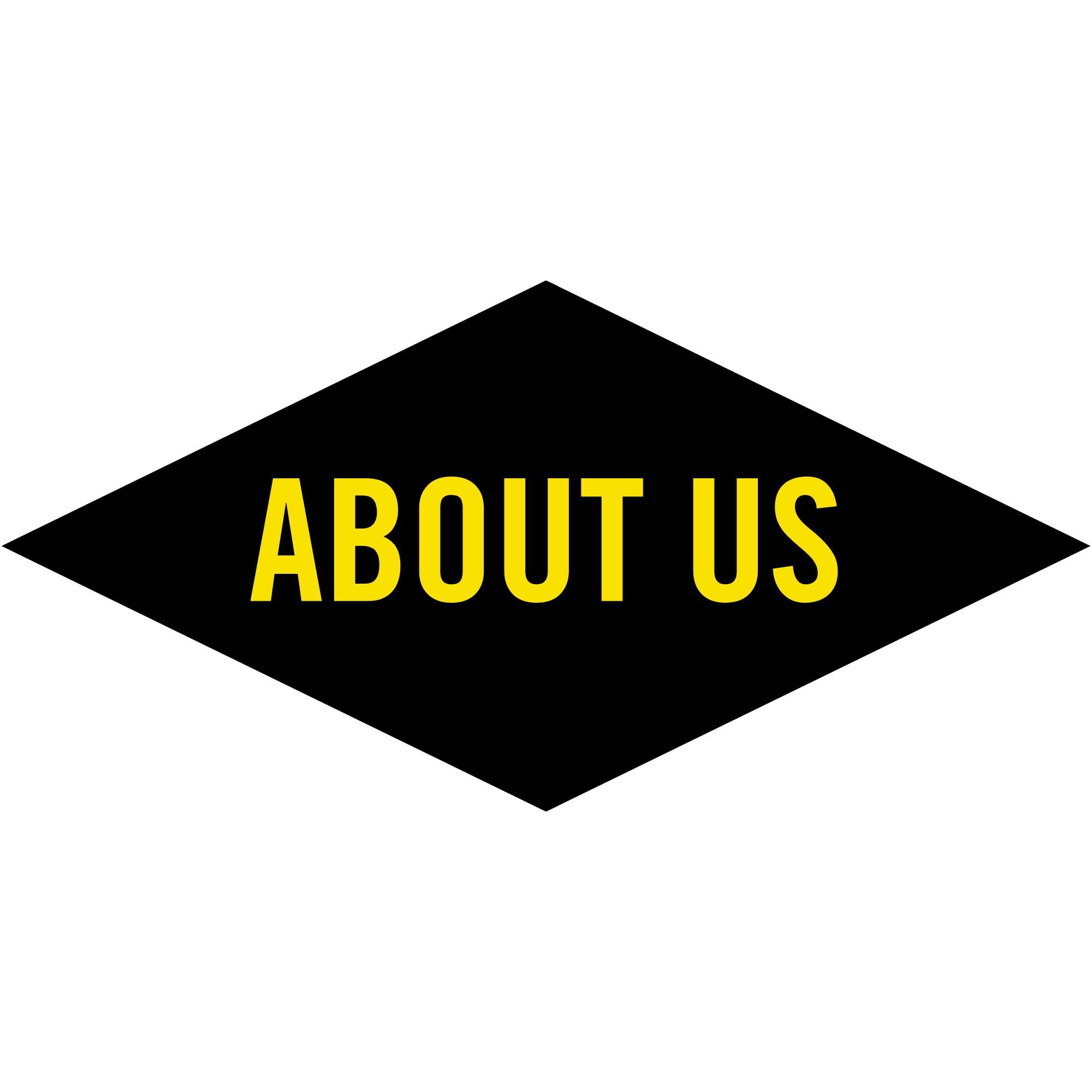 Black background with yellow text that reads 'ABOUT US'