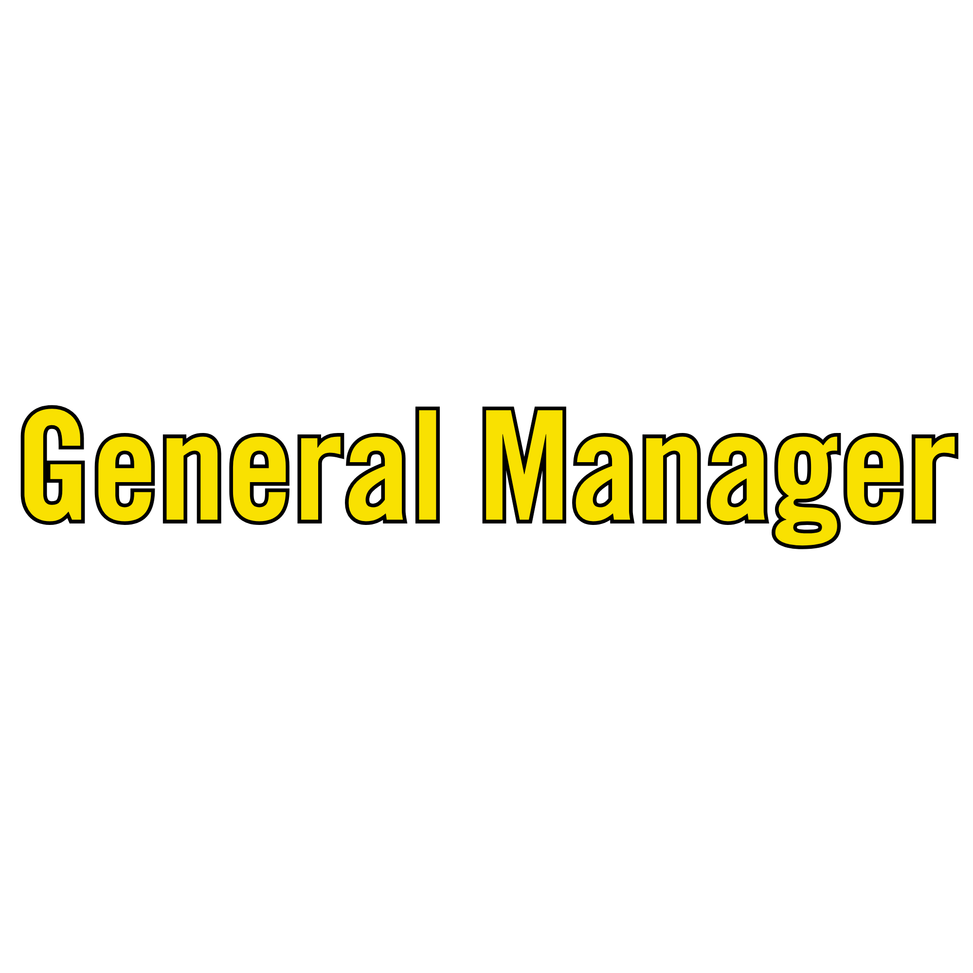 Close-up of a yellow 'Senior Manager' badge on black background.
