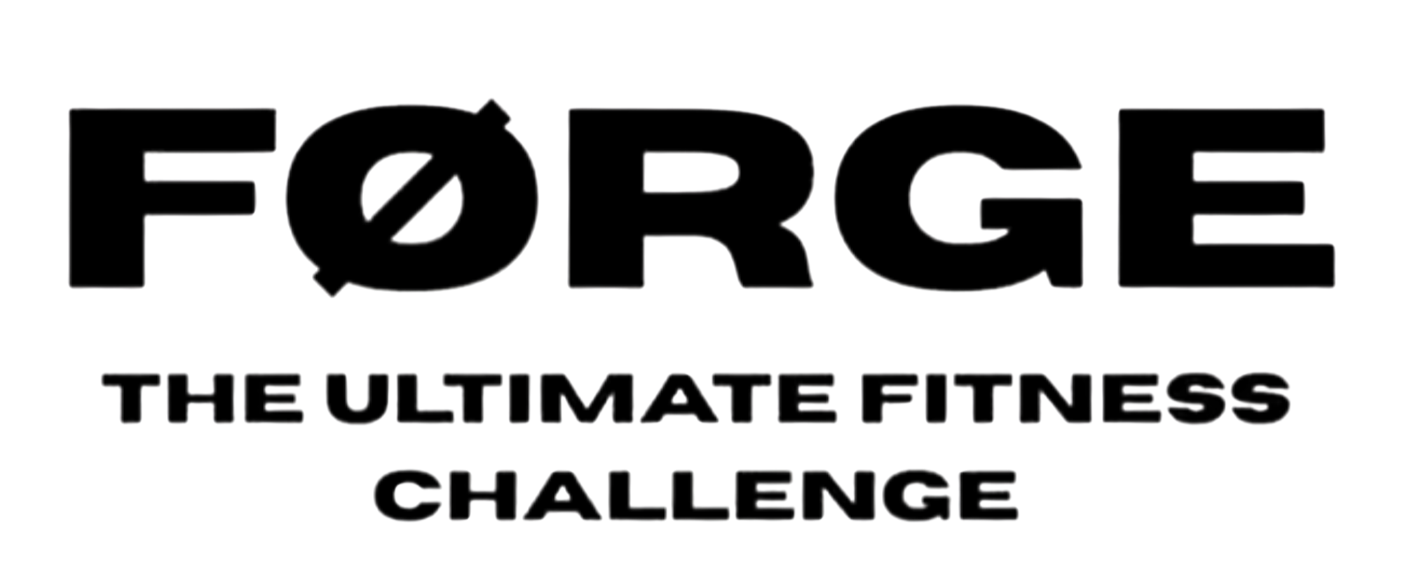 Logo for FORGE The Ultimate Fitness Challenge with large black and red text.