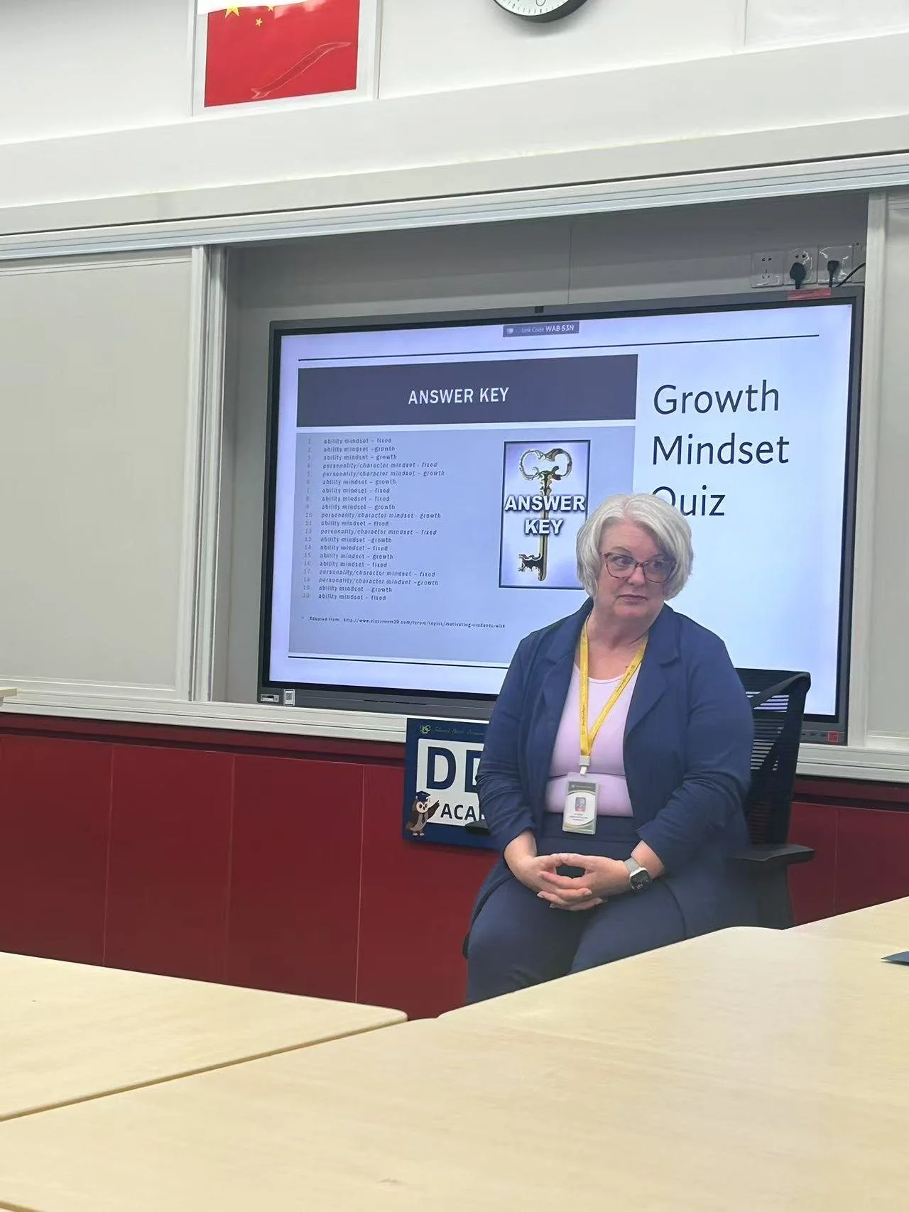 Jill Miesen, literacy consultant and educator, presenting a Growth Mindset professional development session in a classroom