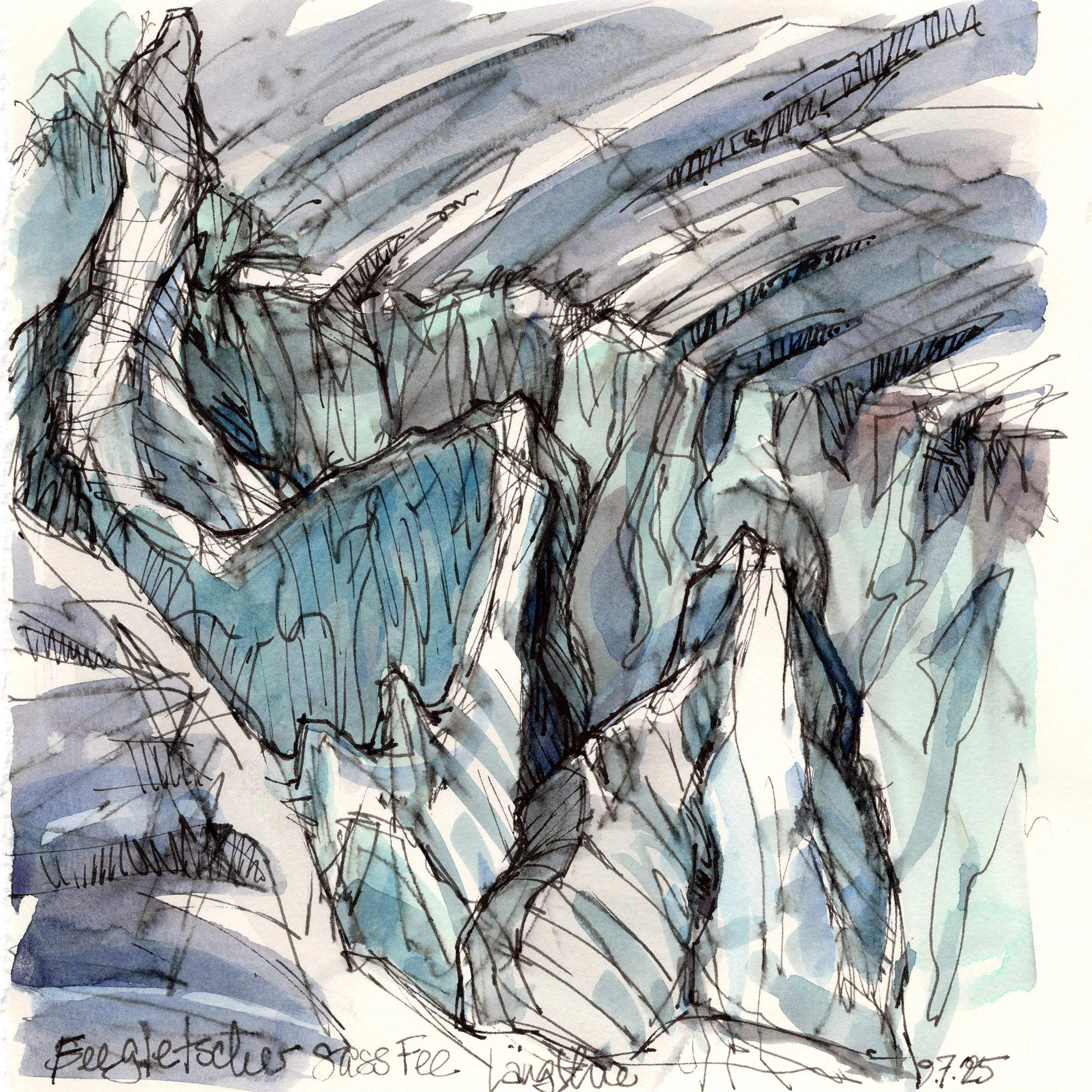 Aquarellartige Zeichnung einer Landschaft